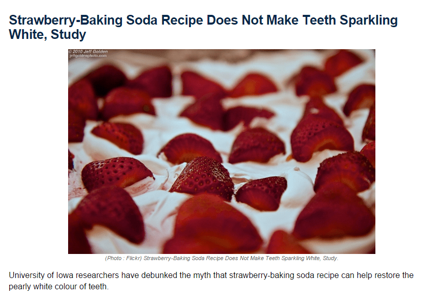 Strawberry-Baking Soda recipe Does Not Make Teeth Sparkling White, Study